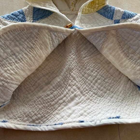 Handmade Toddler Hooded Jacket Made from Vintage Quilts 18 mo Sailor Blue White - Picture 11 of 11